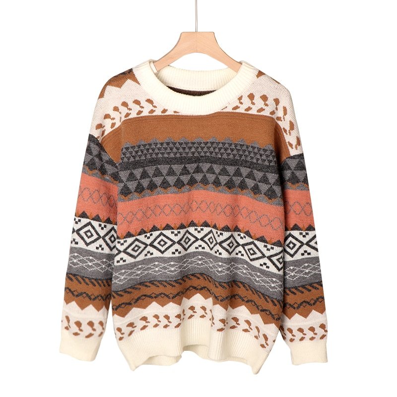 Winter Striped Korean Style Loose Pullover