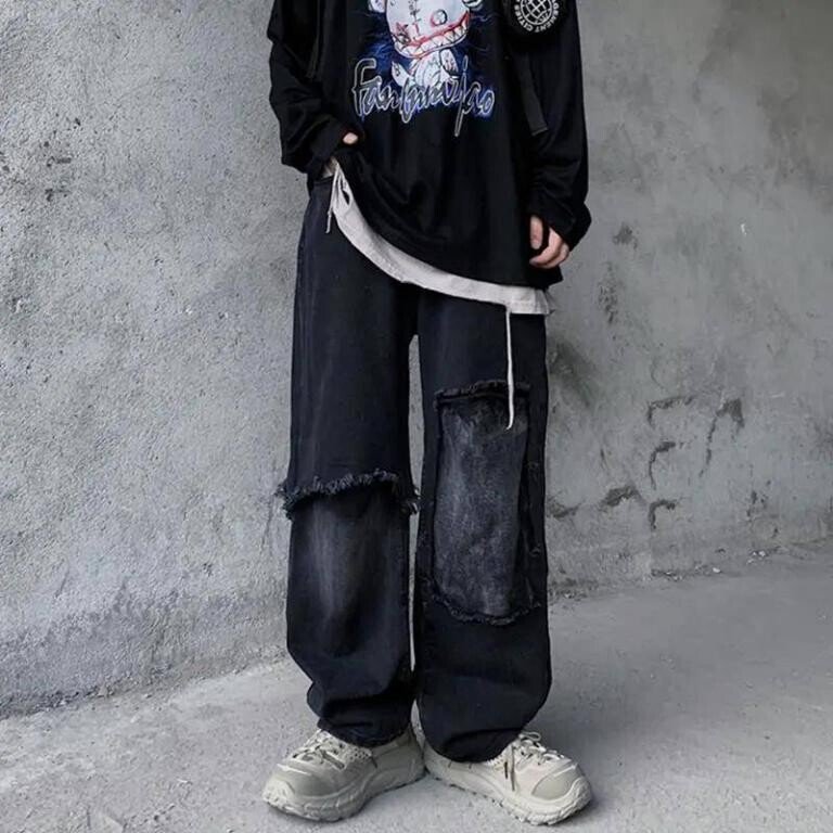 Korean Fashion Patch Workwear Pants - Aesthelook