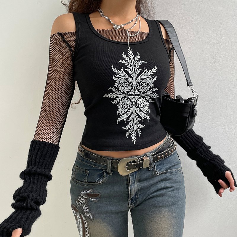 Knitted Diamonds Kawaii Grunge Tank Tops