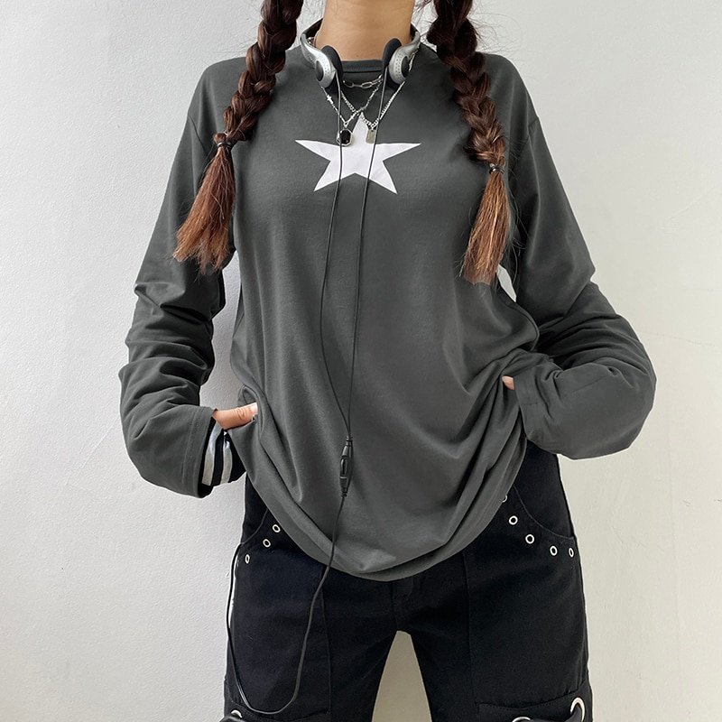 Star Print Long Sweats Tops