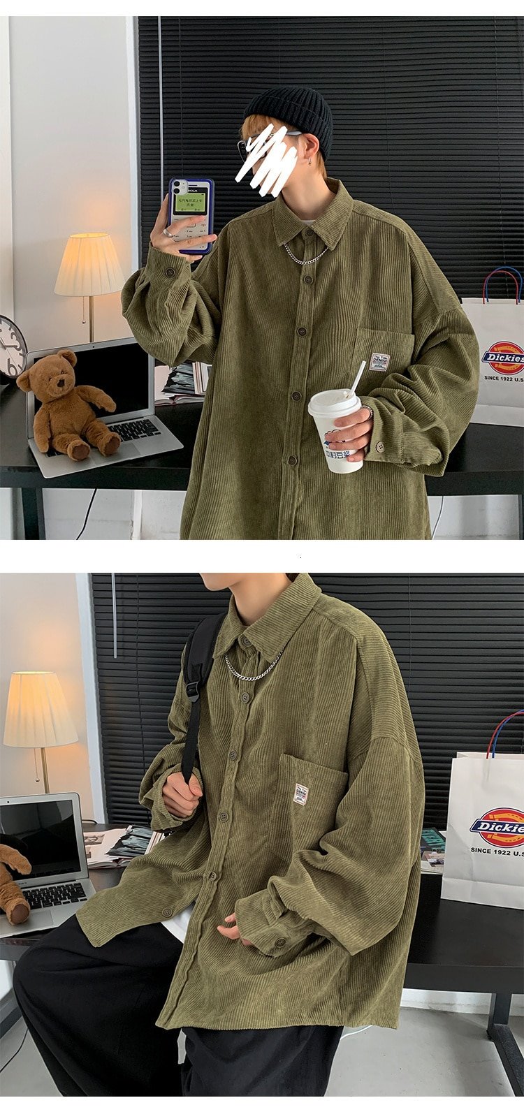 Corduroy Long Oversize Shirt