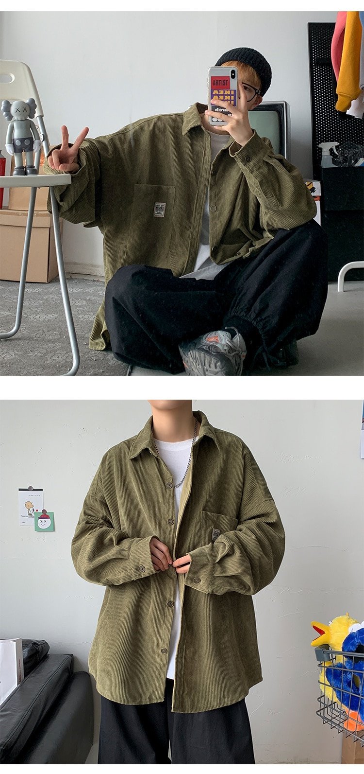 Corduroy Long Oversize Shirt