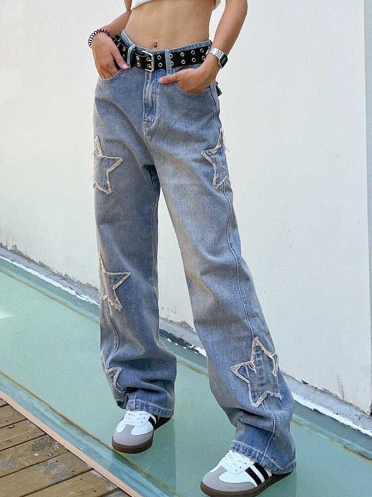 Pentagram Star Streetwear Y2k Jeans - Aesthelook