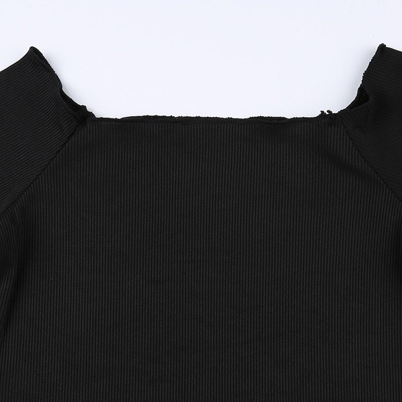 Black Slash Neck Long Sleeve Tops Black Slash Neck Long Sleeve Tops