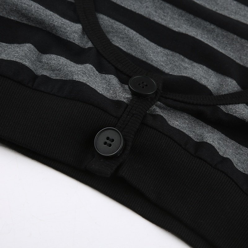 Striped Crop Top Button Knitted Full Sleeve Striped Crop Top Button Knitted Full Sleeve