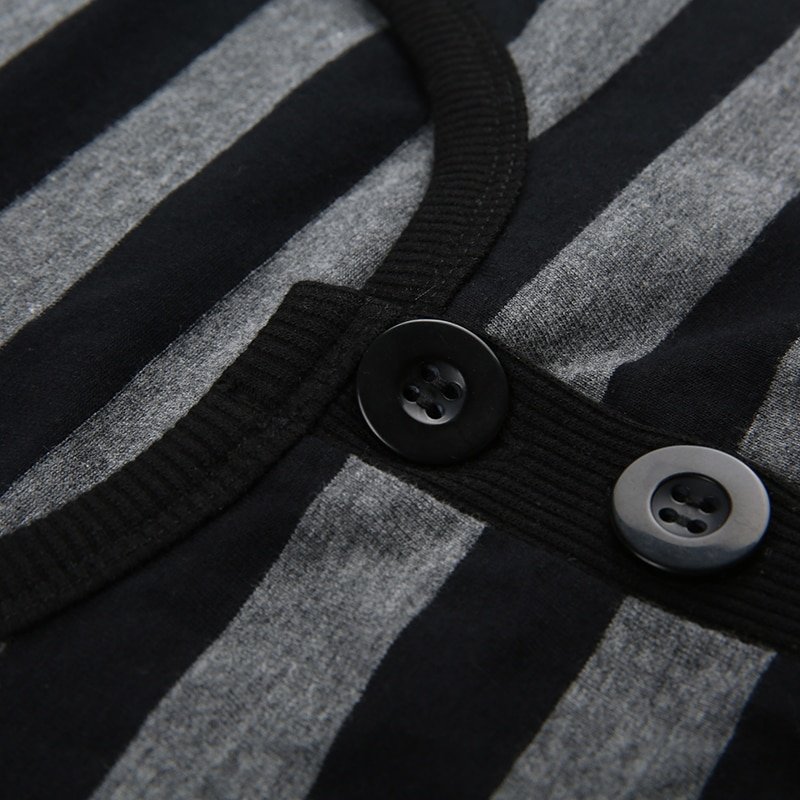 Striped Crop Top Button Knitted Full Sleeve Striped Crop Top Button Knitted Full Sleeve