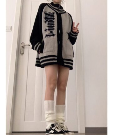 Grey Striped Patchwork Oversize Cardigan 6 42943 qmexyc