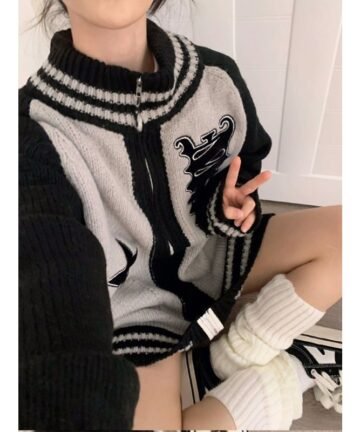 Grey Striped Patchwork Oversize Cardigan 4 42943 yhuwvx