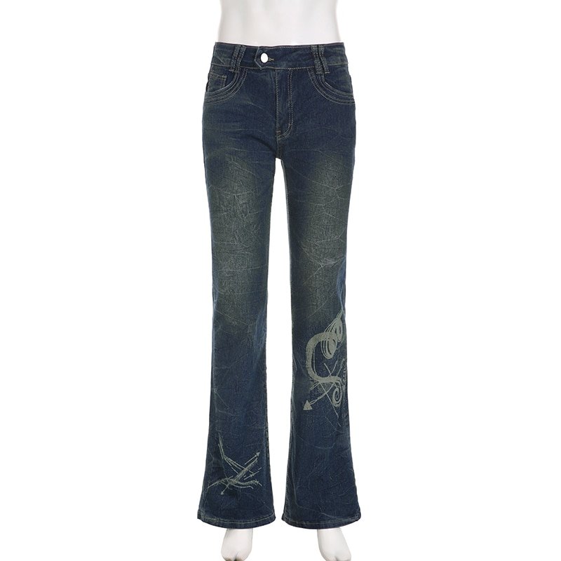 Fairycore Chic Skinny Low Rise Flared Jeans