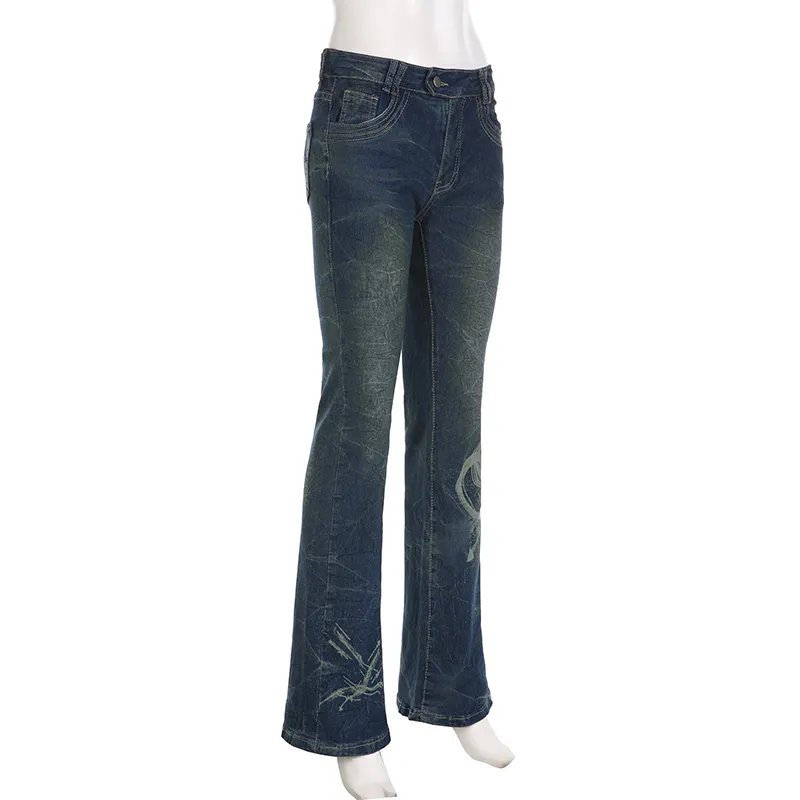 Fairycore Chic Skinny Low Rise Flared Jeans