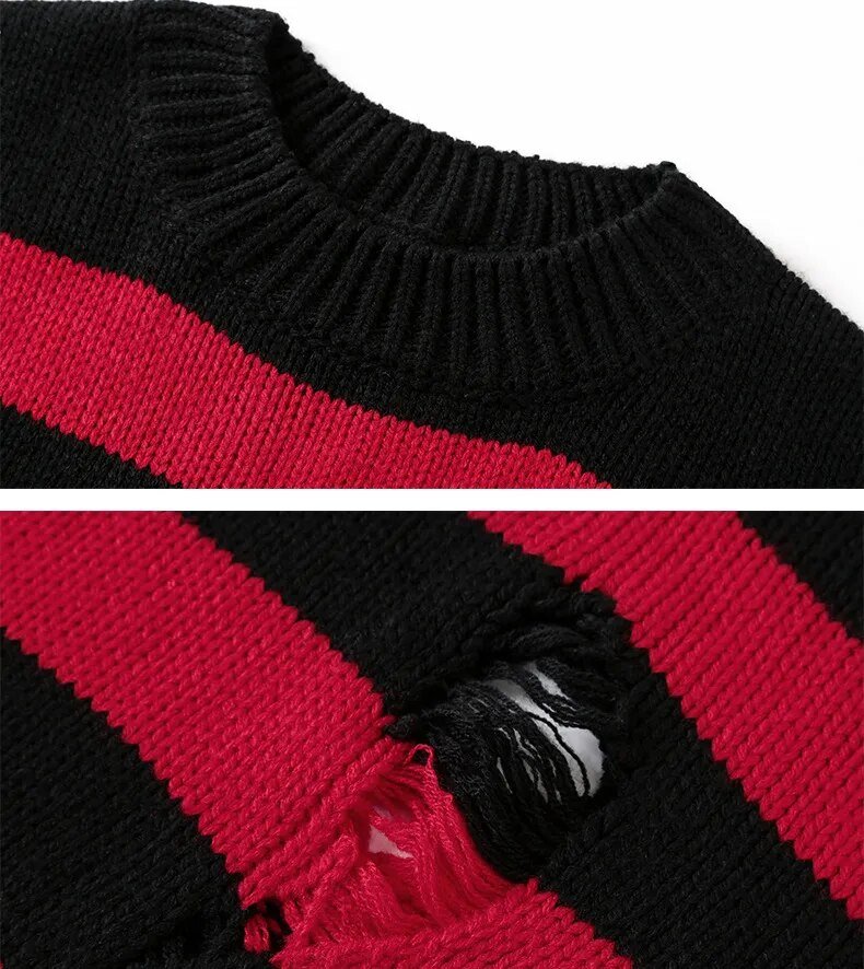 Punk Knitted Ripped Sweater