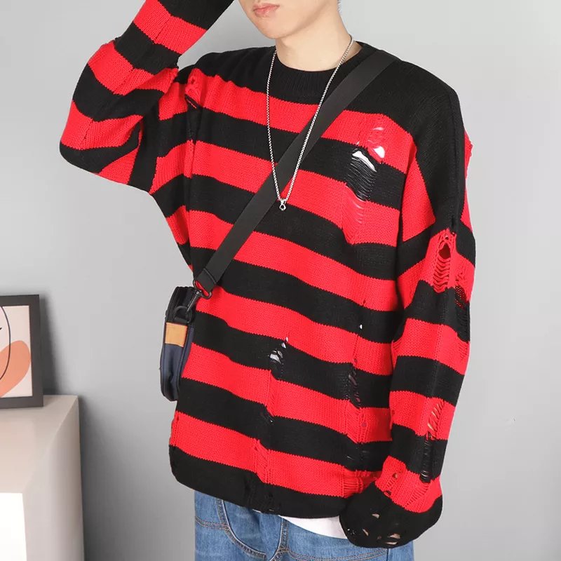 Punk Knitted Ripped Sweater