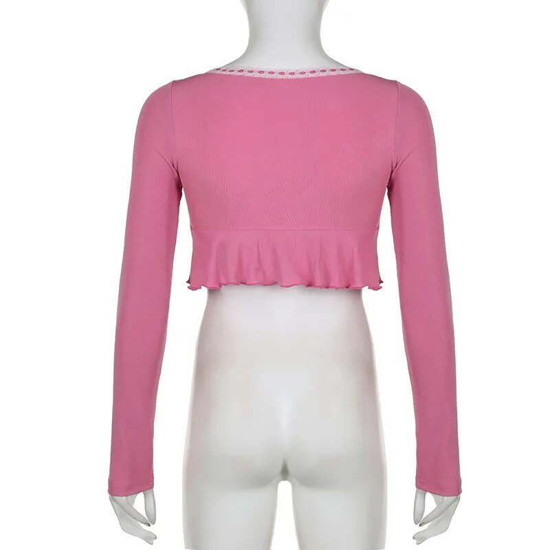 Pink Frill Crop Top