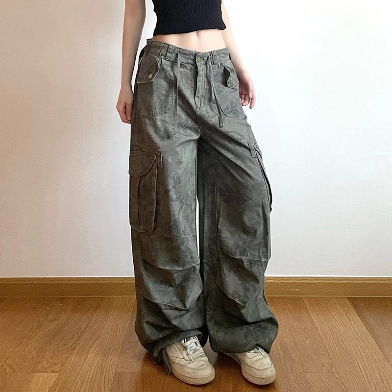 Camouflage Baggy Jeans with Pocket