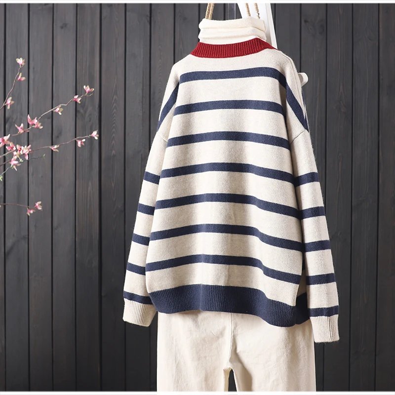 Stripes Heart Knitted Cardigan