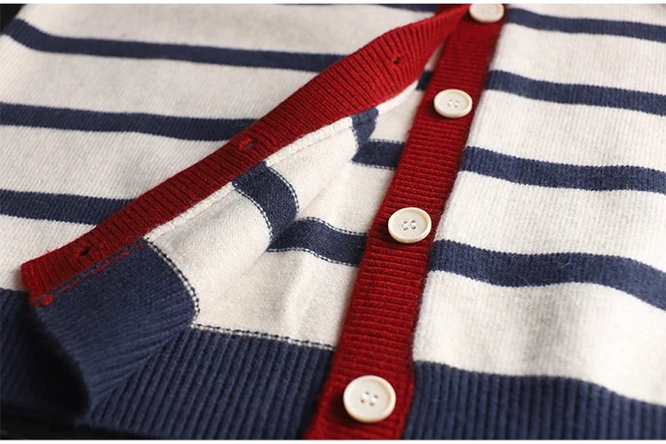 Stripes Heart Knitted Cardigan