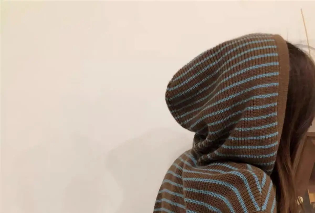 Striped Brown Knit Hoodies