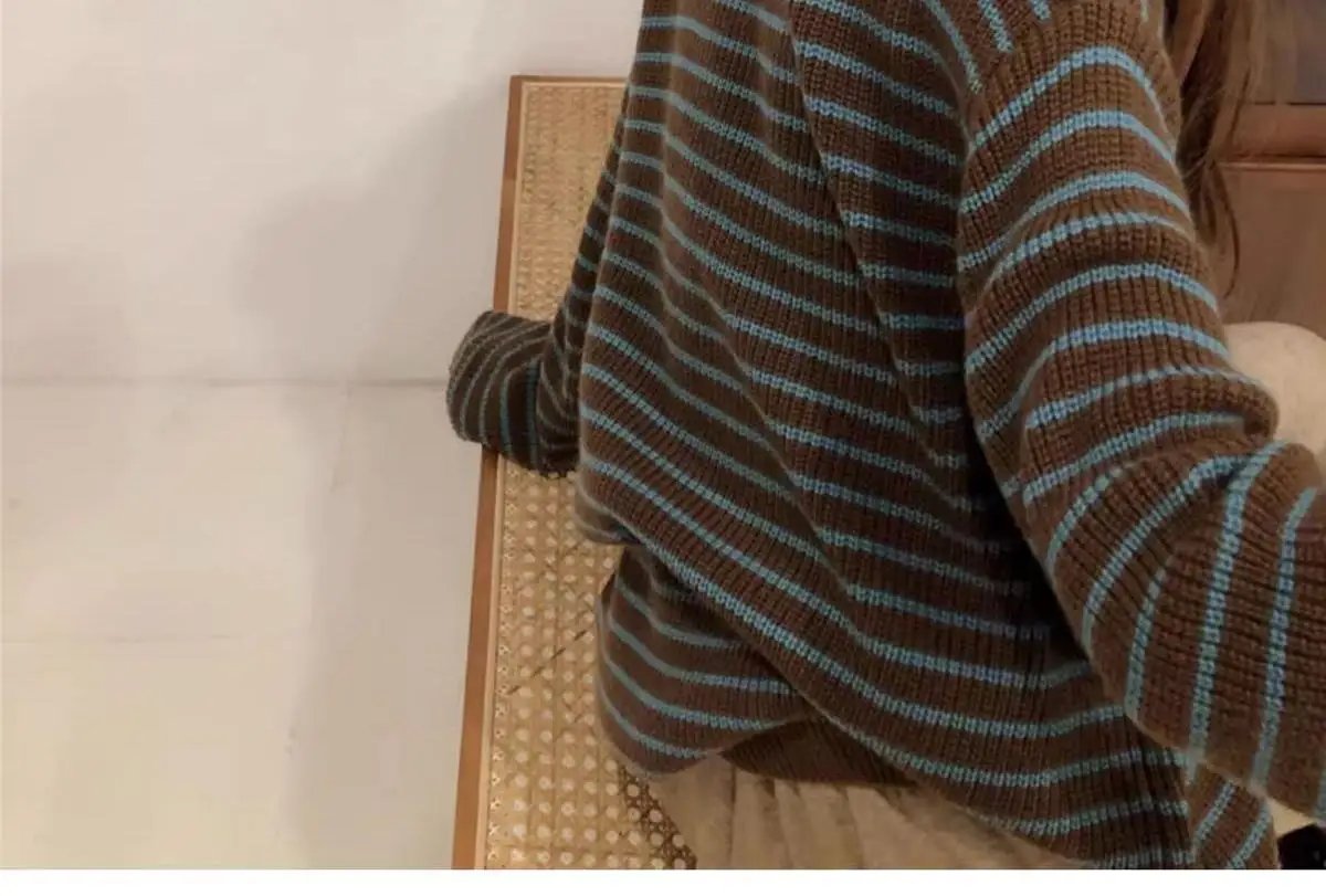 Striped Brown Knit Hoodies