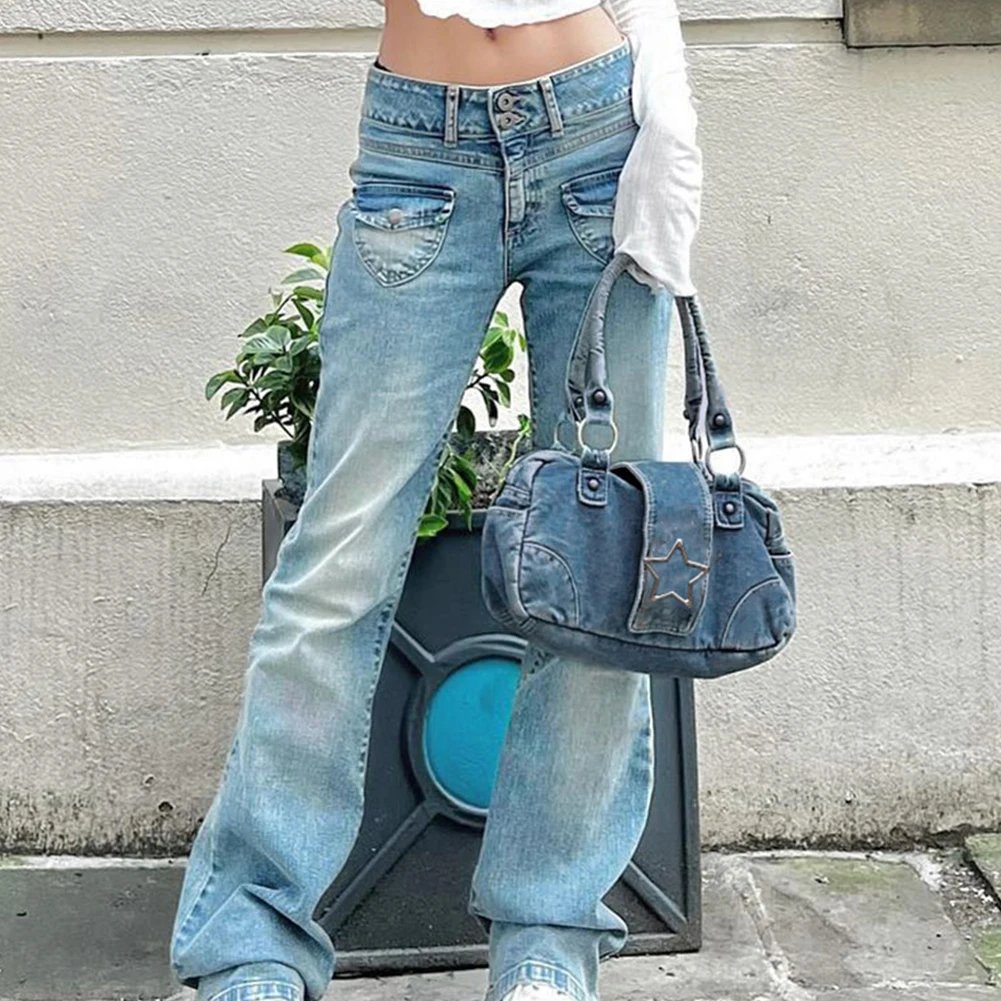 Distressed Denim Armpit Bag