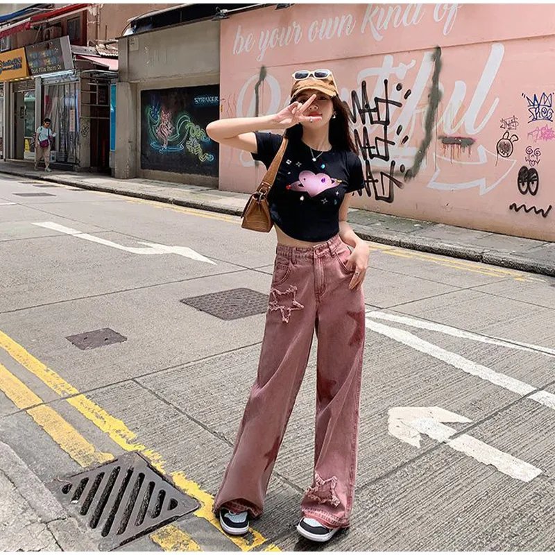 Loose Star Patchwork Wide Leg Trousers