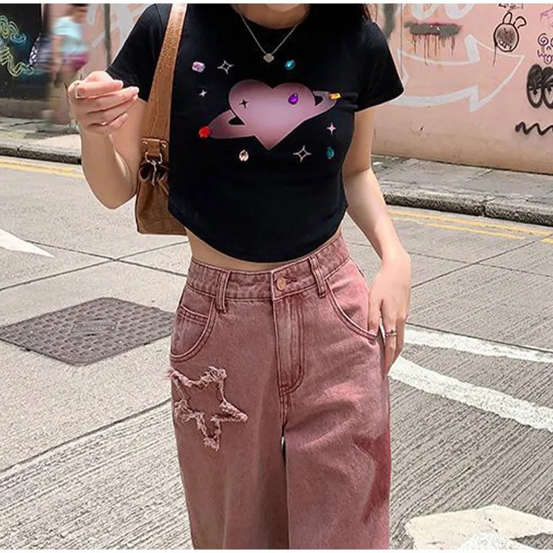 Loose Star Patchwork Wide Leg Trousers