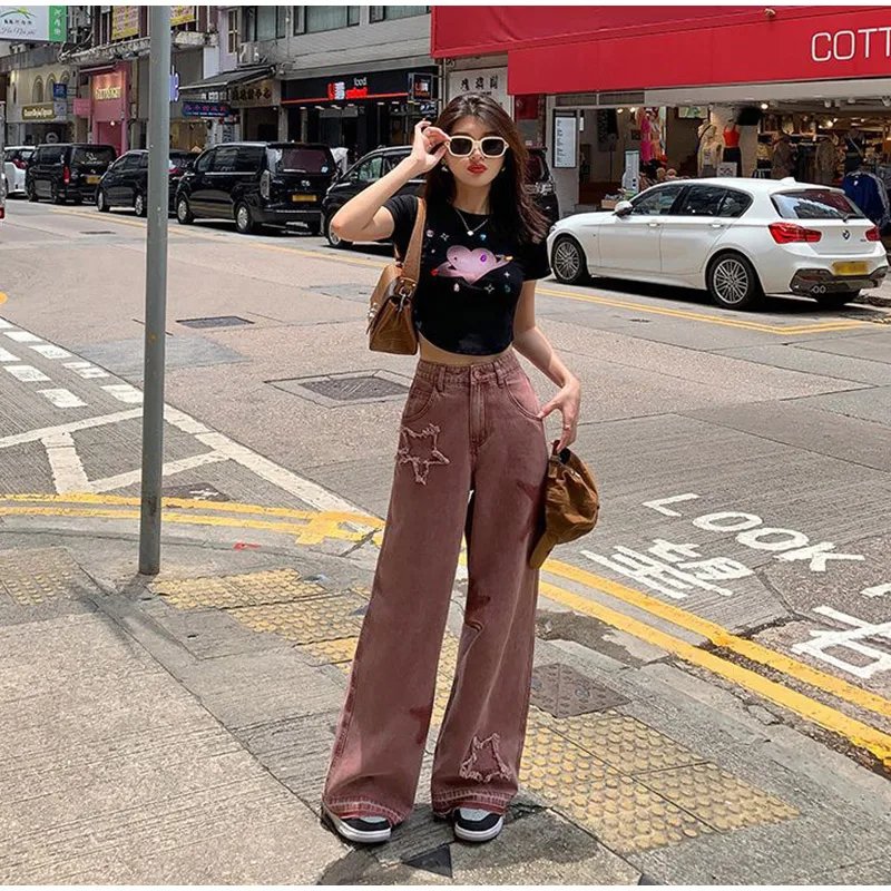 Loose Star Patchwork Wide Leg Trousers