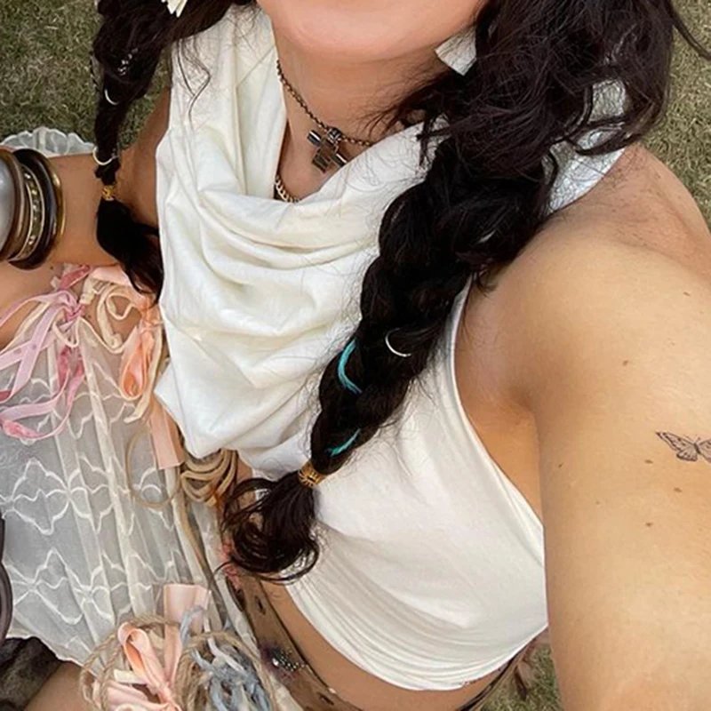 Swinging Collar Backless Tank Top Swinging Collar Backless Tank Top