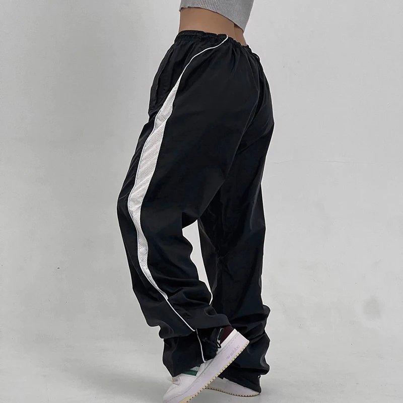 Stripe Spliced Baggy Drawstring Pants