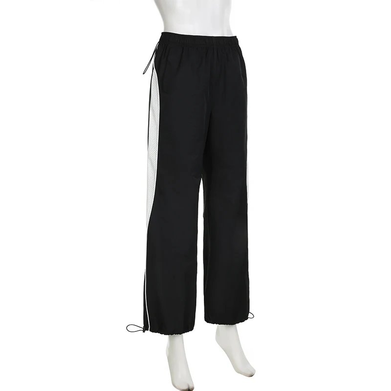 Stripe Spliced Baggy Drawstring Pants