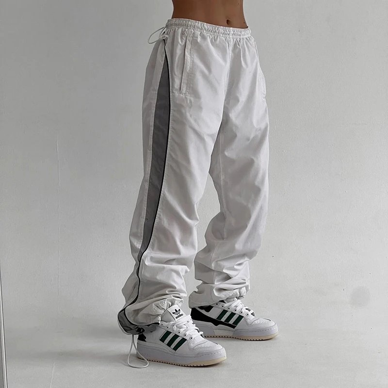 Stripe Spliced Baggy Drawstring Pants