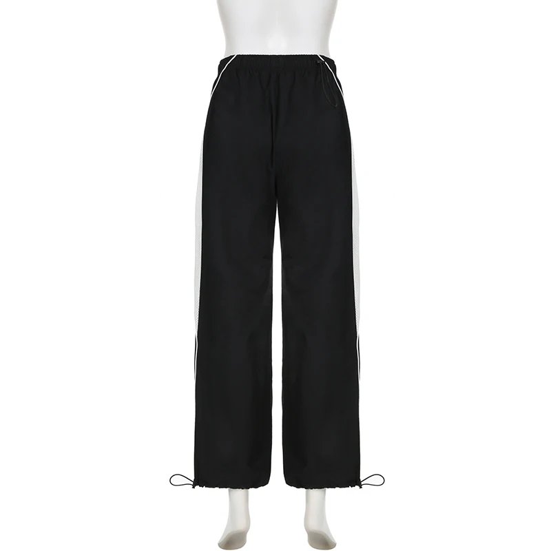 Stripe Spliced Baggy Drawstring Pants