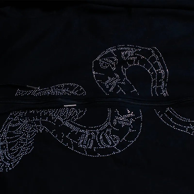 BIG PROMOTION Y2K Autumn and Winter Men's Halloween Fierce Ox Horn Casual Loose Coat Top Hot Diamond Long Sleeve Hooded Cardigan