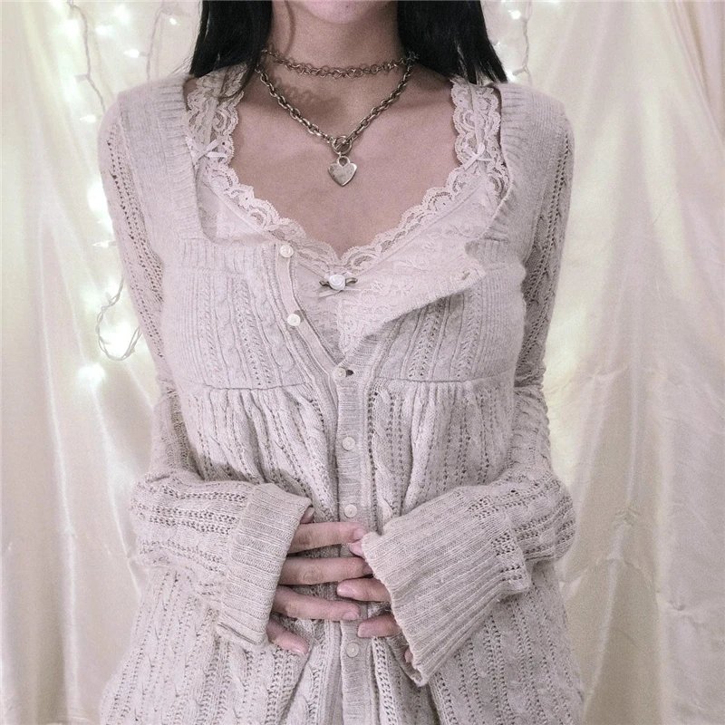 Fairycore Breasted Knitted Cardigan Tops