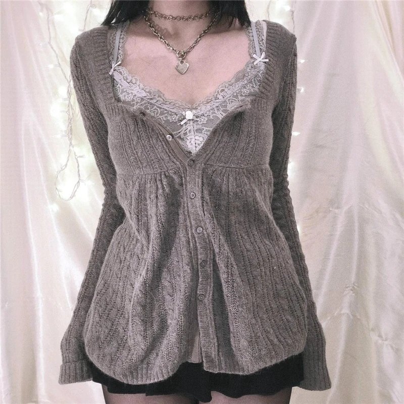 Fairycore Breasted Knitted Cardigan Tops