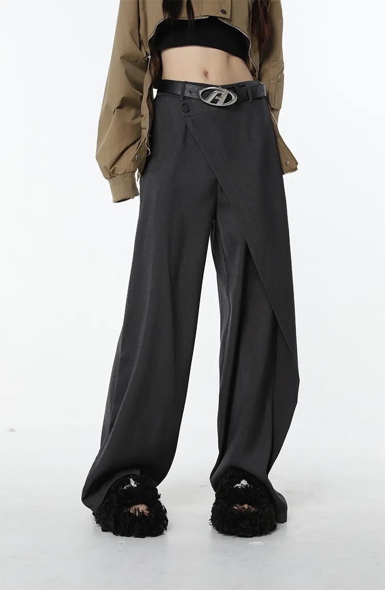 Asymmetrical Designed Loose High Waist Pants