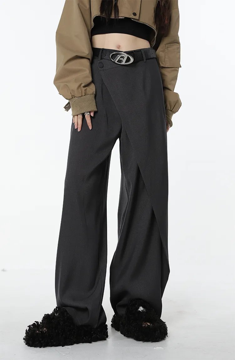 Asymmetrical Designed Loose High Waist Pants