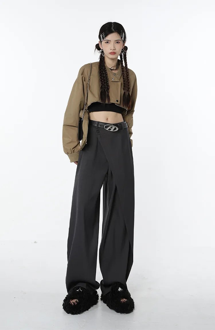 Asymmetrical Designed Loose High Waist Pants