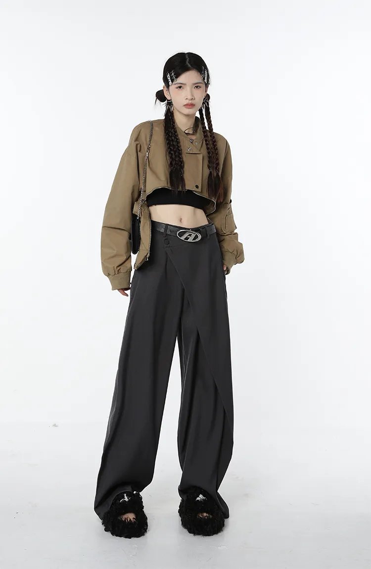 Asymmetrical Designed Loose High Waist Pants