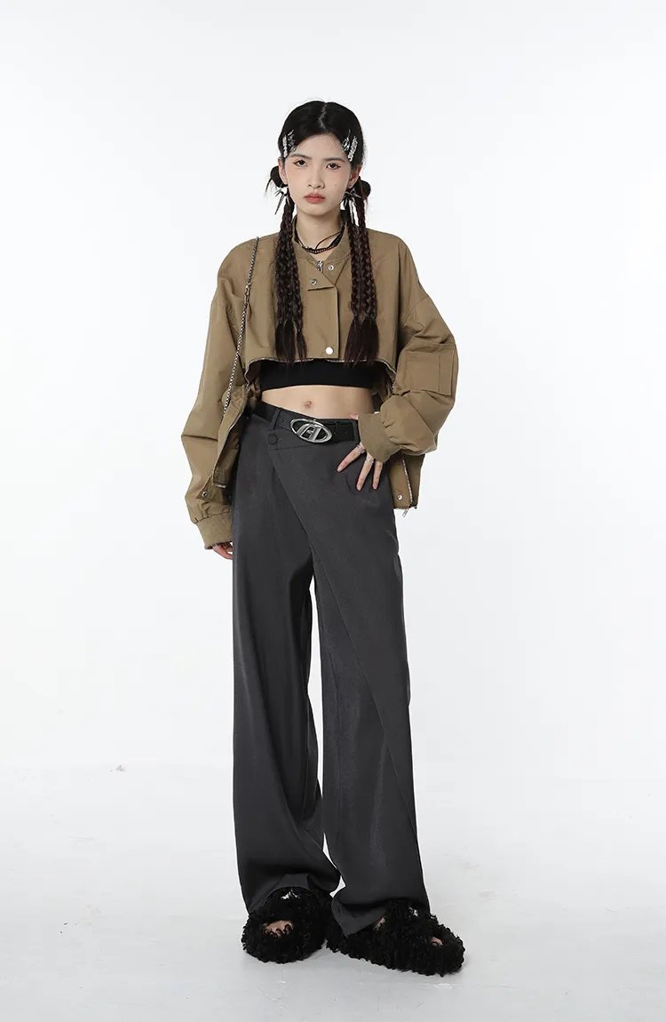 Asymmetrical Designed Loose High Waist Pants