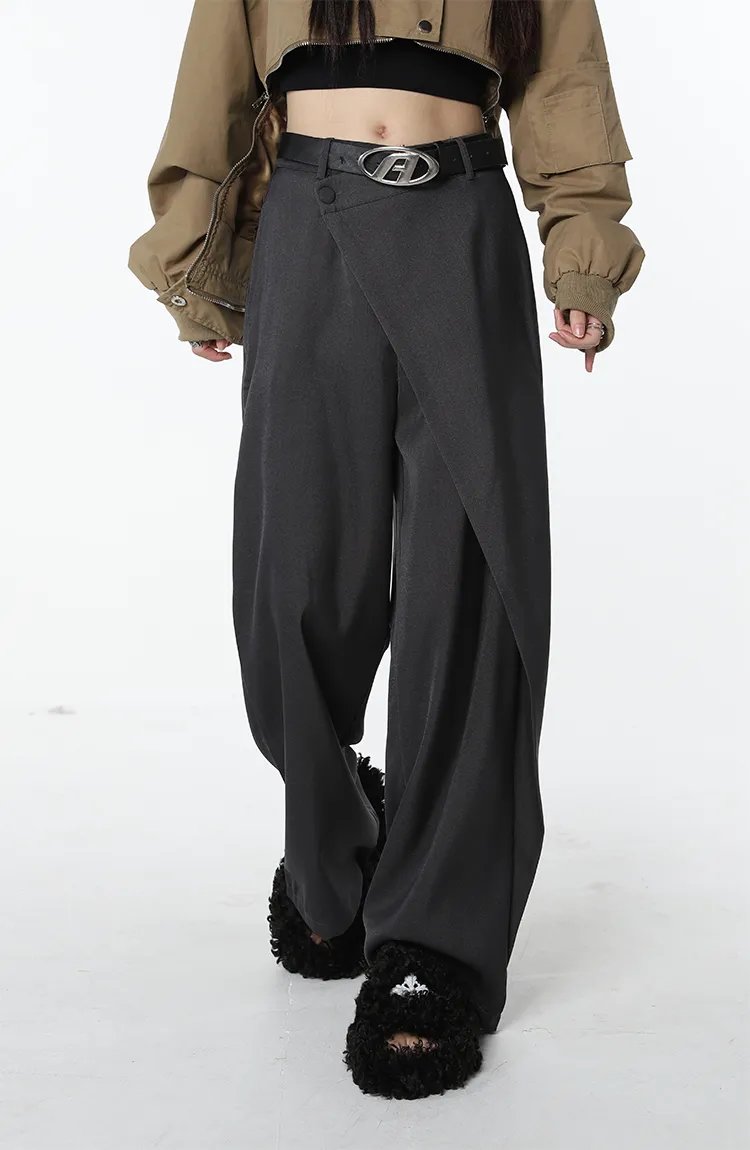 Asymmetrical Designed Loose High Waist Pants