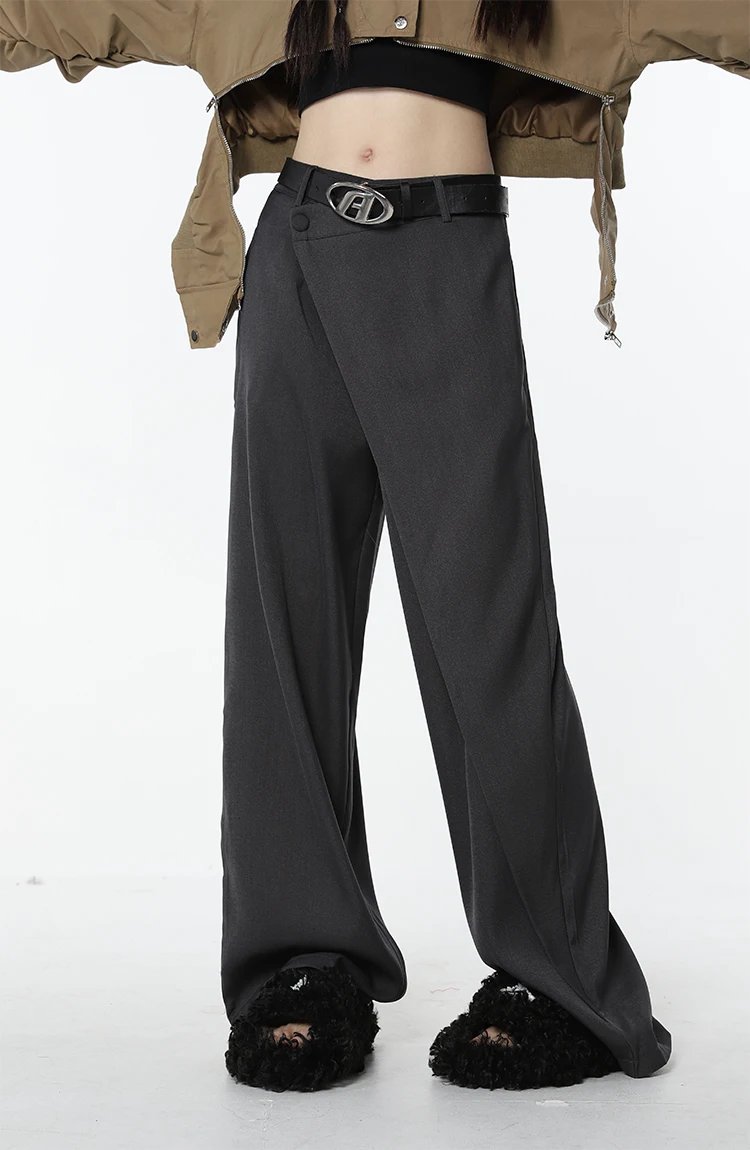 Asymmetrical Designed Loose High Waist Pants