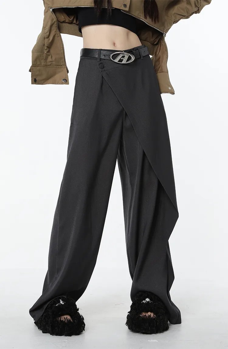 Asymmetrical Designed Loose High Waist Pants