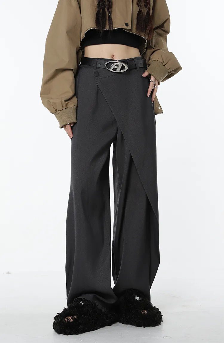 Asymmetrical Designed Loose High Waist Pants