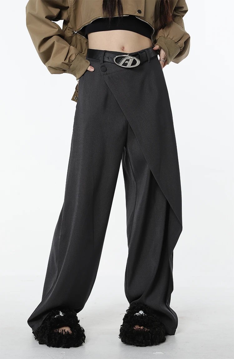 Asymmetrical Designed Loose High Waist Pants