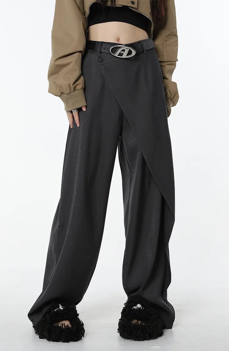 Asymmetrical Designed Loose High Waist Pants