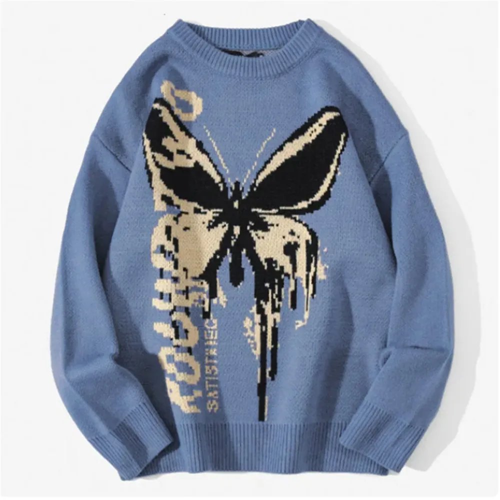 Butterfly Pattern Knitted Sweater