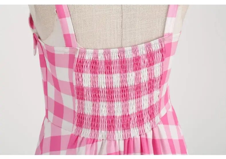 Pink Plaid High-Waisted Dress