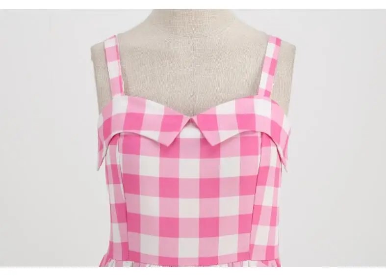 Pink Plaid High-Waisted Dress