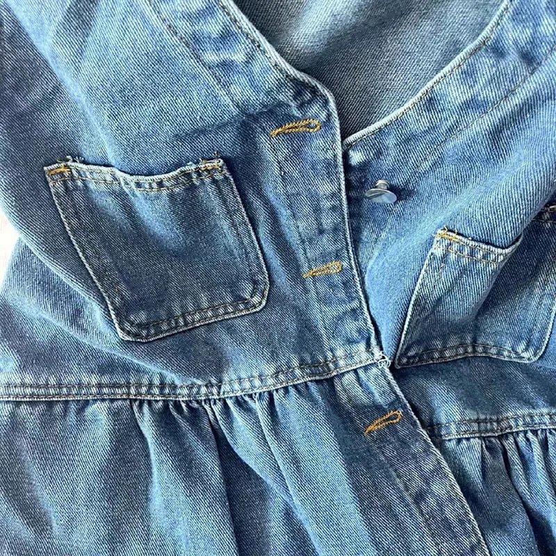 Single-Breasted Pockets Denim Dresses