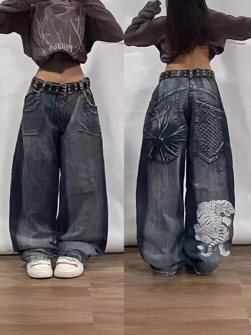 Loose Retro Embroidered Wide Leg Pants